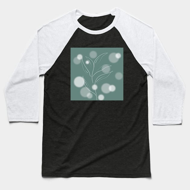 Pleasing Romantic Green Flower Baseball T-Shirt by Art by Ergate